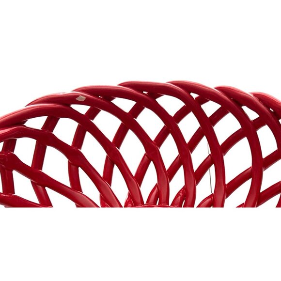 Arlington Designs Red Yellow Braided Woven Ceramic Bowls Oval Design Basket 10” - Picture 9 of 9